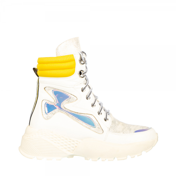 Γυναικεία αθλητικά παπούτσια  λευκά από οικολογικό δέρμα Reeva, 2 - Kalapod.gr